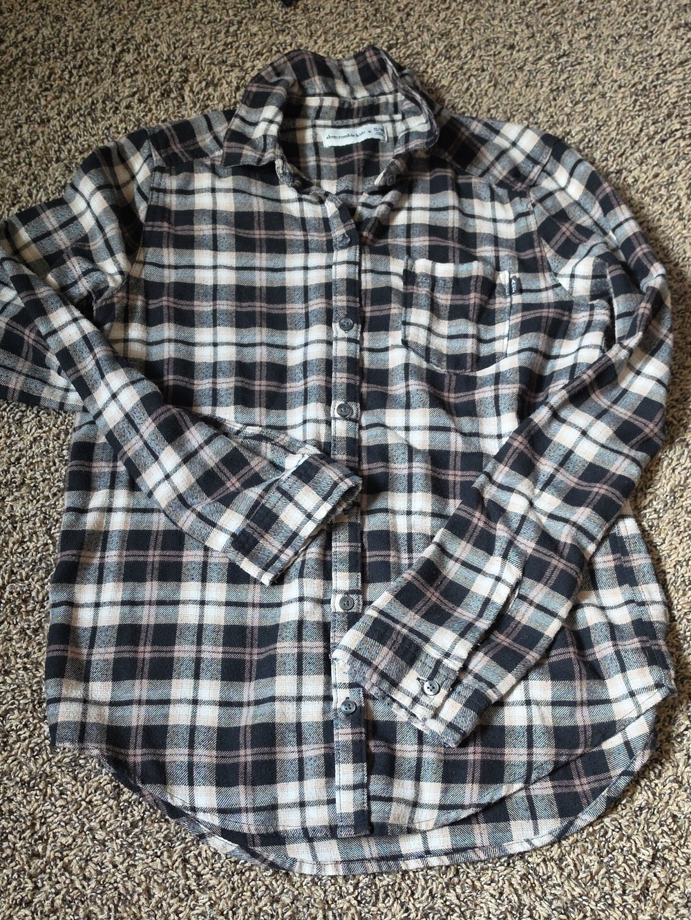 abercrombie kids Black, Cream & Brown Plaid Button-Up Shirt